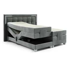 Fun Möbel Boxspringbett Elektrisch Bett DORES 160x200cm in Stoff Fresh Stahlgrau