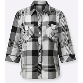 Casual Looks Karobluse CASUAL LOOKS, Damen, Gr. 40, schwarz-weiß (schwarz, weiß, kariert), 50% Baumwolle, 50% Polyester, gemustert, kariert, mehrfarbig, Blusen Karobluse
