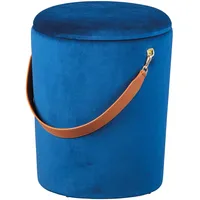 Interlink Sitzhocker Samt 35 x 45 x 35 cm Blau