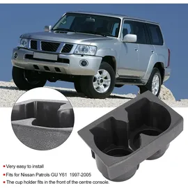 lede Doppelter Getränkehalter für Mittelkonsole Nissan Patrol GU Y61 1997-2005 Grau