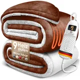 Kesser Heizdecke Mit Abschaltautomatik Doppelseitig Elektrische Wärmedecke Kuscheldecke Bett Sofa 9 Temperaturstufen & Waschbar Bis 40°c Mit Timer Braun / 160x120 Cm