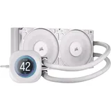 Corsair Nautilus 240 RS LCD Flüssig-CPU-Kühler – 2,1-Zoll-IPS LCD-Bildschirm, 240mm AIO, Einfache Daisy-Chain-Verbindungen, Intel LGA 1851/1700, AMD AM5/AM4 – Enthält 2X RS120-Lüfter – Weiß
