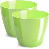 PECZEKO Blumentopf glänzender, Pflanzkübel aus Übertopf Kunststoff Dekorativer Topf für, groß und klein Pflanzen, 2er-Set blumenkübel, blumenkübel kräutertopf, (2 Pack) Grün Pastell, ø 28 cm