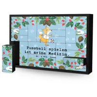 Mr. & Mrs. Panda Adventskalender Fuchs Fußball spielen - Blau Pastell - Geschenk, Schenken, Soccer, Bo (1-tlg) blau