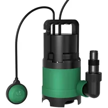VOUNOT Schmutzwasserpumpe Tauchpumpe Schmutzwasser mit Integriertem Schwimmer, Abwasserpumpe Fördermenge 8000 l/h, Förderhöhe max 5.5 m, Eintauchtiefe max. 7 m, 10 m Anschlusskabel