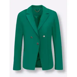 Jackenblazer CREATION L PREMIUM "Seiden-Baumwoll-Blazer", Damen, Gr. 36, grün, 80% Baumwolle, 20% Seide, Langarm, Blazer