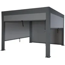 Mendler Pergola MCW-L46 mit Seitenwand Anthrazit 10 cm Alu-Gestell 3 x 3 m