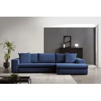 Ecksofa ANDAS "SLEETLAND XXL in Samtvelours oder Vintage-Leder-Optik, L-Form", blau (navy blau), B:325cm H:72cm T:167cm, Sofas, besonders groß und bequem