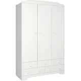 VCM Nilon Kleiderschrank 3 Türen 5 Schubladen weiß.