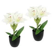 I.GE.A. Kunstblume I.GE.A. "Amaryllis im Topf", weiß, B:17cm H:28cm L:14cm, Polyester, Kunstpflanzen, 2erSet Blume Weihnachtsblume Weihnachtsdeko Winterblume Floristik Deko