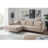 trends by hg Ecksofa Summer, 2 Teile, hochwertiger Stoff mit edlem Metallfuß beige 278 cm x 106 cm x 174 cm