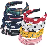 URAQT Haarreif Vintage, 8 Stück Damen Haarband Yoga Headband Breit Haarband Retro Stirnband Haarreifen Stoff für Frauen Mädchen