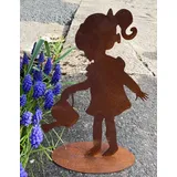 Gartenfigur Mädchen Lena mit Gießkanne 35x22cm Kind Rost Edelrost Gartendeko Wetterfest Metall Rostfigur Metallfigur von Steinfigurenwelt