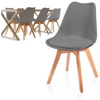 MIADOMODO Esszimmerstuhl Esszimmerstühle 2/4/6/8er Set - aus Kunststoff & Massivholz, Farbwahl (6 St) grau