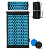 LifeGoods Akupressurmatte Mit Kissen - Akkupressmatte - Akkupressurmatte+ - Akupressur Matte - Akupunktur Matte - Massagematte - Rücken - Stachelmatte - Fakirmatte - Nagelmatte - Acupressure Mat