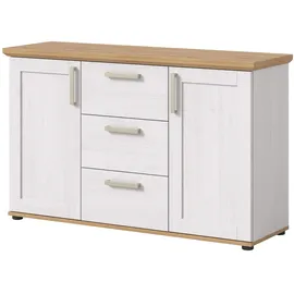 inn.furn Sideboard 129 x 80 cm Weiß / Lärche / Eiche Artisan