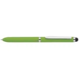 ONLINE USV-Systeme Online 31048/3D - 3-in-1 Multi Touch Pen Green, 2-Farb-Kugelschreiber & Touchpen in einem, Multifunktionsstift aus Metall, D1 Standardminen rot und blau, Stylus Tip, grün, Einzelstift