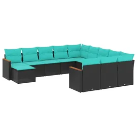 vidaXL Gartensofa-Set 12-tlg. schwarz