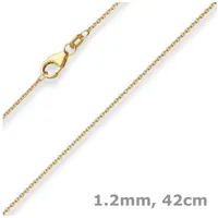 Schmuck Krone Goldkette 1,2mm Ankerkette flach aus 585 Gelbgold 42cm, Gold 585 goldfarben