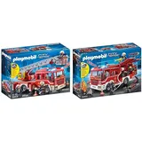 PLAYMOBIL 9463 Spielzeug-Feuerwehr-Leiterfahrzeug & 9464 Spielzeug-Feuerwehr-Rüstfahrzeug