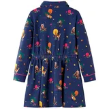 vidaXL Kinderkleid mit Langen Ärmeln und Kordelzug Marineblau 116