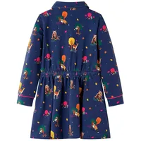 vidaXL Kinderkleid mit Langen Ärmeln und Kordelzug Marineblau 116
