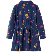 vidaXL Kinderkleid mit Langen Ärmeln und Kordelzug Marineblau 116