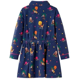 vidaXL Kinderkleid mit Langen Ärmeln und Kordelzug Marineblau 116