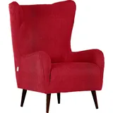 GUTMANN FACTORY Ohrensessel GUTMANN FACTORY "Vigo", rot, B:80cm H:106cm T:80cm, Sessel, Gestell antikfarben oder eiche natur