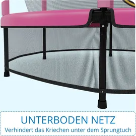 Kinetic Sports Kinder Trampolin JUMPER 140 cm - Inklusive Gummiseil Federung, Sicherheitsnetz mit Reißverschluss, Rahmenpolster, Schutz Bodennetz - Indoor Kindertrampolin Spielzeug