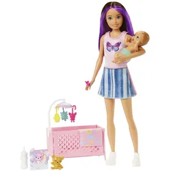 Barbie-Puppen und Zubehörteile, Skipper Babysitter-Spielset mit Gitterbett
