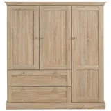 otto home Drehtürenschrank Binz, Wäscheschrank, Mehrzweckschrank, skandinavischer Landhausstil (B/H/T ca. 122/130/35 cm) viele Stauraummöglichkeiten, Metallgriffe, Türen mit Rahmen/ Kassetten beige