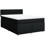 vidaXL Boxspringbett mit Matratze Schwarz 160x200 cm Stoff