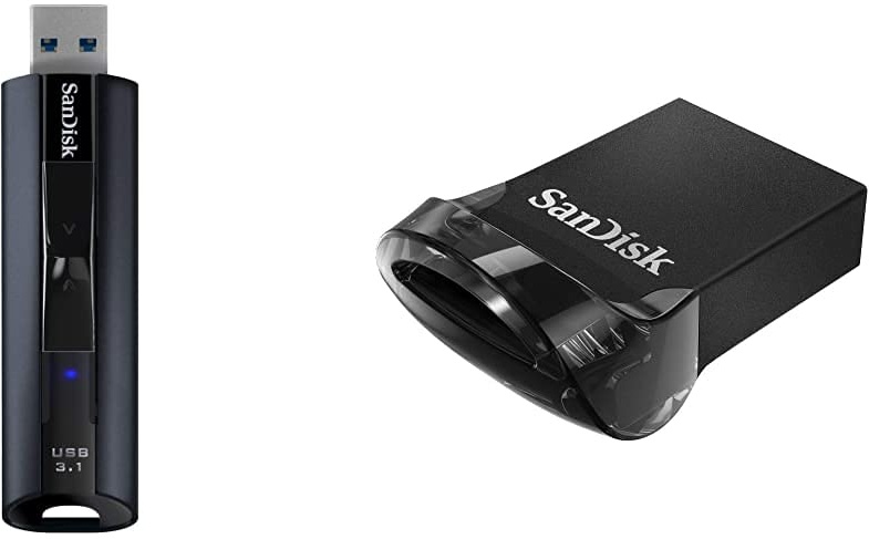 SanDisk Extreme PRO USB 3.1 Solid State Flash-Laufwerk 128GB (Lesen mit 420 MB/s, Schreiben mit 380 MB/s) & Ultra Fit 64 GB FlashLaufwerk USB 3.1 bis zu 130MB/Sek. Lesen
