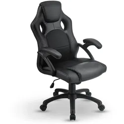 Juskys Racing Schreibtischstuhl Montreal ergonomisch Bürostuhl PC Gaming Stuhl – schwarz