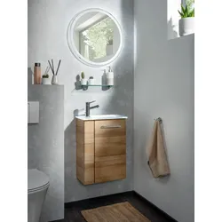 Waschbeckenunterschrank FACKELMANN "SBC", braun (ast, eiche), B:44cm H:60cm T:24,3cm, Schränke, Badmöbel für Gäste-WC, Breite ca. 45 cm