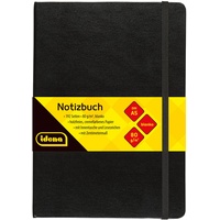 IDENA Notizbuch A5 blanko, schwarz