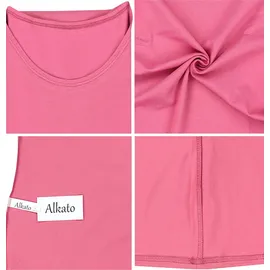 Alkato Damen Langarm Longshirt Langarmshirt Tunika Basic Shirt, Farbe: Altrosa, Größe: XL - XL