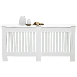 ECD Germany Heizungsabdeckung Heizkörperverkleidung Heizung MDF Landhaus 152x19x82 cm Weiß