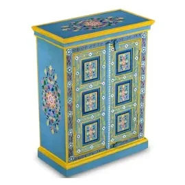 vidaXL Sideboard Massivholz Mango Türkis Handbemalt