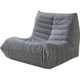 [en.casa] Bodensessel Kodsø Cord 90 x 75 x 100 cm Grau mit Hocker