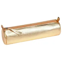 Clairefontaine 4x Schlampermäppchen Leder Cuirisé rund Ø5,5x22cm Golden 8692C