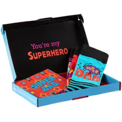 Socken APOLLO "Geschenkbox Super-Dad oder Best Dad", Damen, lila, rot, bunt, Baumwollmischung, gemustert, geringelt, elastisch, Socken, verschiedenfarbige Designs, perfekt zum Vatertag oder Geburtstag