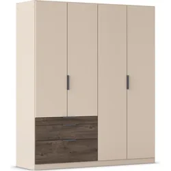Kleiderschrank RAUCH "Koda", beige (champagner), atlantic oak dunkel, B:181cm H:210cm T:54cm, Holzwerkstoff, Schränke, mit asymmetrisch angeordneten Schubladen MADE IN GERMANY