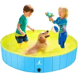Pourbibi Faltbarer Hundepool, Haustier Hundekatze Indoor Outdoor Welpenpool, PVC rutschfest mit verstärkten Oxford Wänden Langlebige Hunde, die Kinderpool im Hofgarten paddeln 120CM*30CM