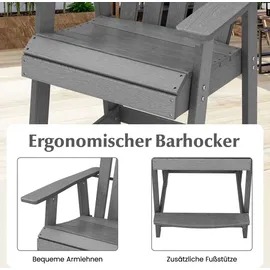 Costway Hoher Adirondack Stuhl Gartenstuhl 85 x 85 x 119 cm grau