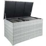 Tectake tectake® Auflagenbox, mit Aluminiumgestell und Rattangeflecht, komfortable Hubautomatik, 145 x 82,5 x 79,5 cm