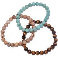 FIRETTI Armband Set FIRETTI "Multipack Schmuck Geschenk Zugarmbänder Steinarmband Edelstein", blau (blau, braun, blau, braun), Armbänder, Damen, 20cm, Silikon Stein, Silikon, Stein, Made in Germany - mit Amazonit, Tigerauge, Jaspis