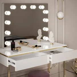 lookway Schminktisch Weiß hochglanz - Gold