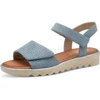 Jana Damen Sandalen flach mit Klettverschluss Vegan, Blau (Denim),